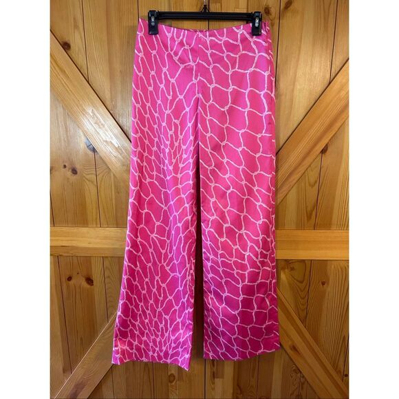 Lilly Pulitzer Women’s Wide Leg Pants Pink Rope Design Size 0 NWT(5488) - Picture 1 of 6